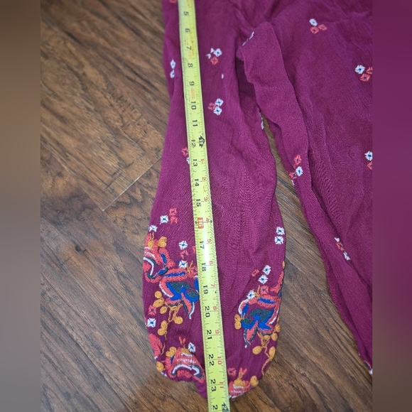 Free People Magenta Embroidered Long Sleeve Mini Semi Backless Dress - Picture 9 of 11